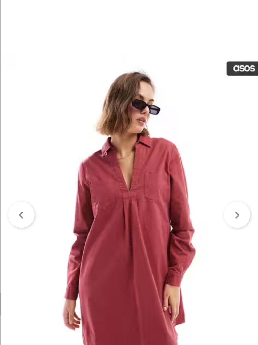 ASOS V-Neck Shirt Tunic in Rosewood
